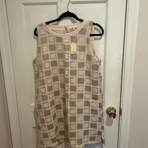 JODIFL Soft Beige Lace Crochet Accent dress